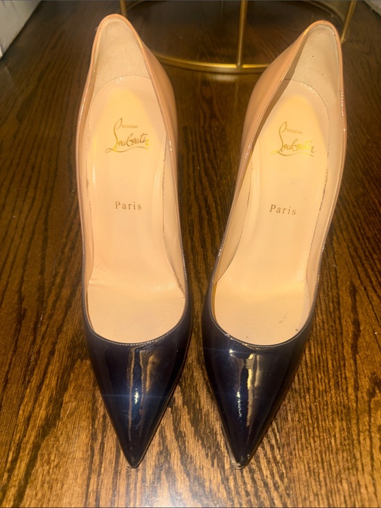 Christian Louboutin Shoes - Christian Louboutin Two-Tone Patent Pointed Pumps - Black and Nude